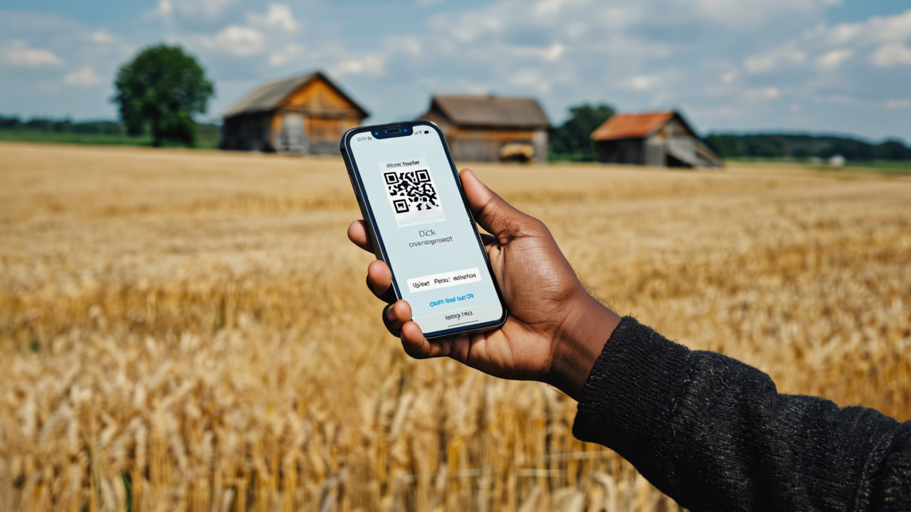 Somebody holding a cellphone with a digital ID